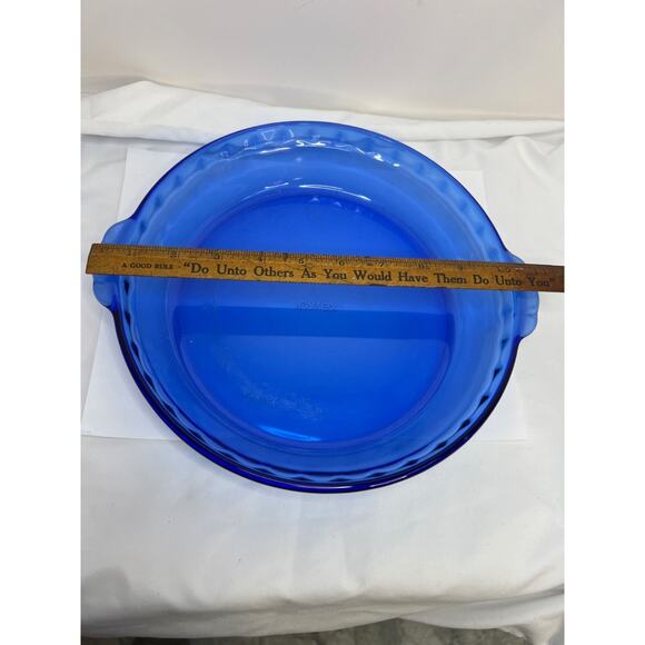 Vintage Pyrex Original Cobalt Blue Fluted Pie Baking Plate 229 9.5” Glass Dish - Picture 4 of 9